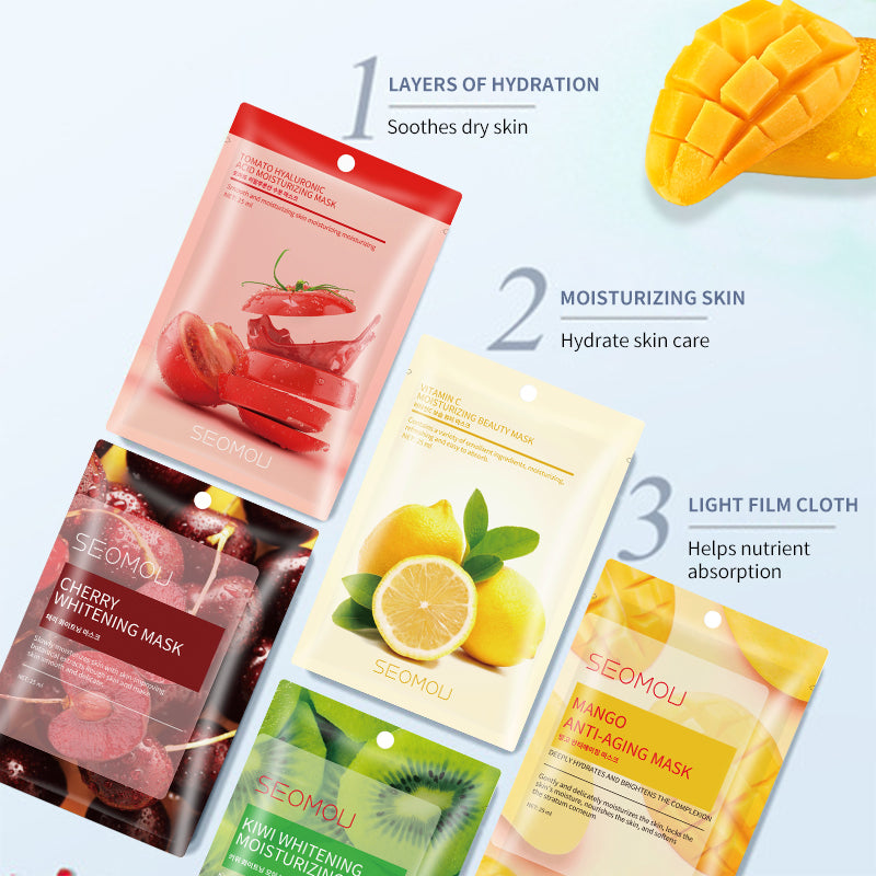 Maschera Viso alla Papaya SEOMOU - Confezione da 10 pezzi