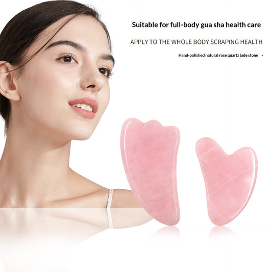 Massaggiatore Gua Sha Viso e Schiena in Giada e Quarzo Rosa